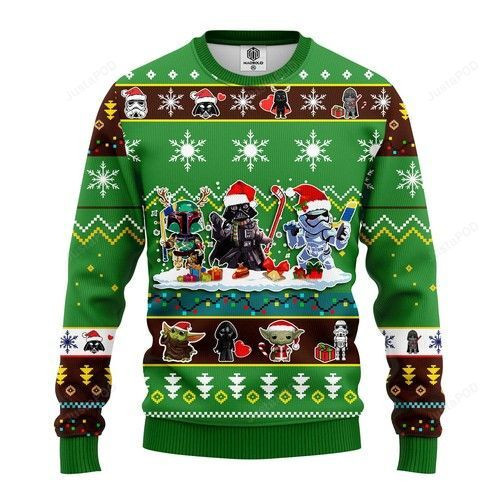 Star Wars Cute Christmas For Fans Ugly Christmas Sweater Adult 3D Funny Matching for family