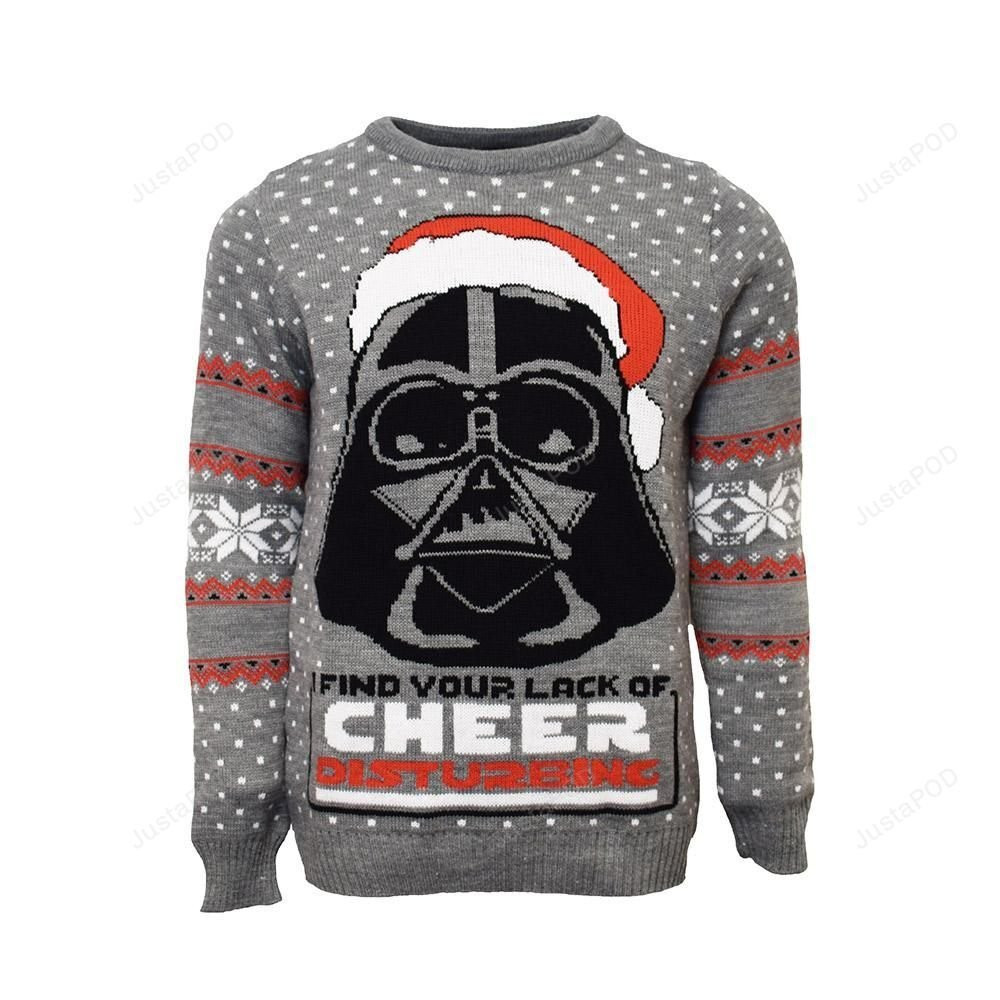 Star Wars Darth Vader Find Your Lack Of Cheer Disturbing Ugly Christmas Sweater Adult 3D Funny Matching for family
