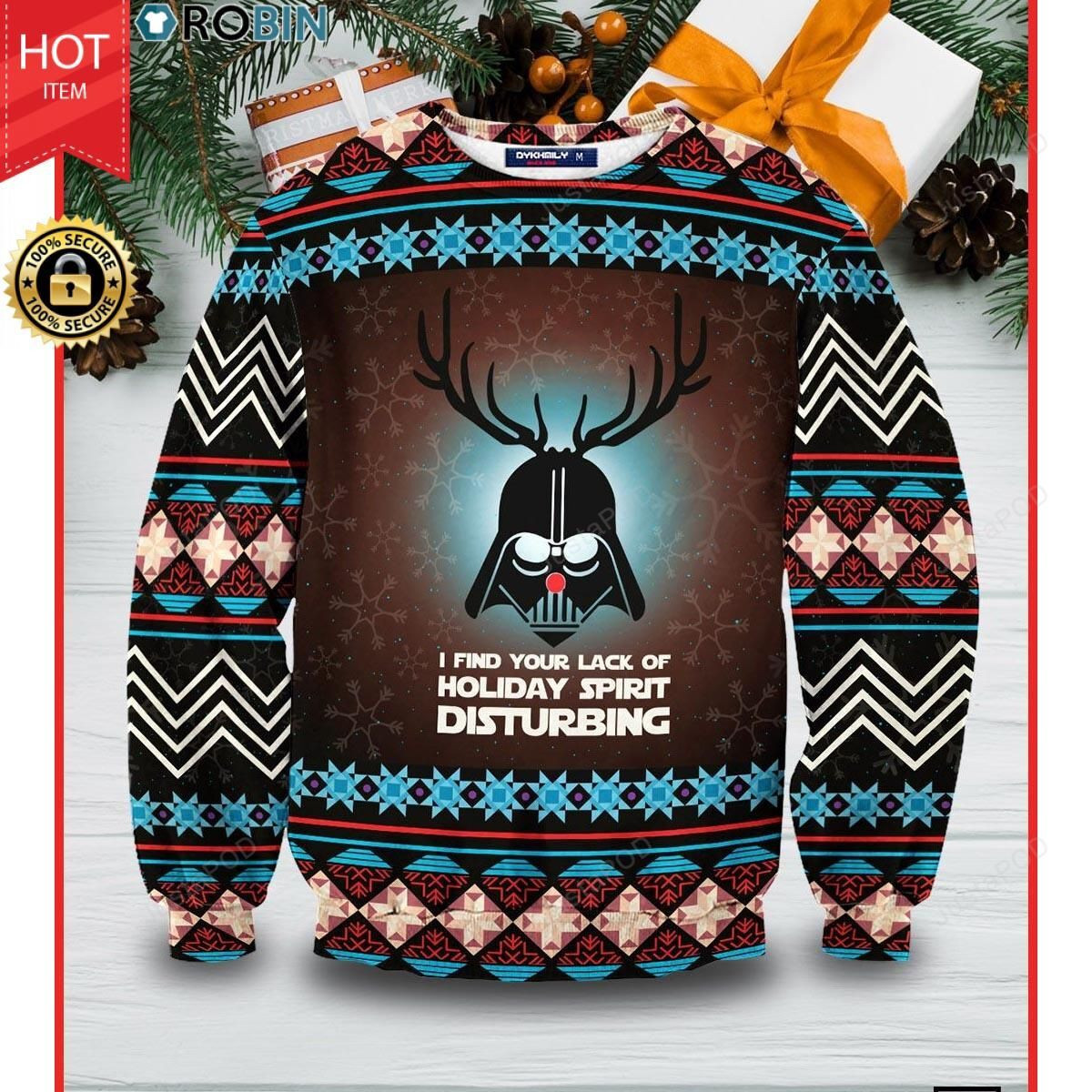 Star Wars I Find Your Lack Of Holiday Spirit Disturbing Ugly Christmas Sweater Adult 3D Funny Matching for family