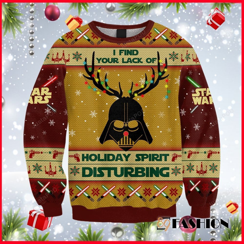Star Wars I Find Your Lack Of Holiday Spirit Disturbing Ugly Christmas Sweater Adult 3D Funny Matching for family