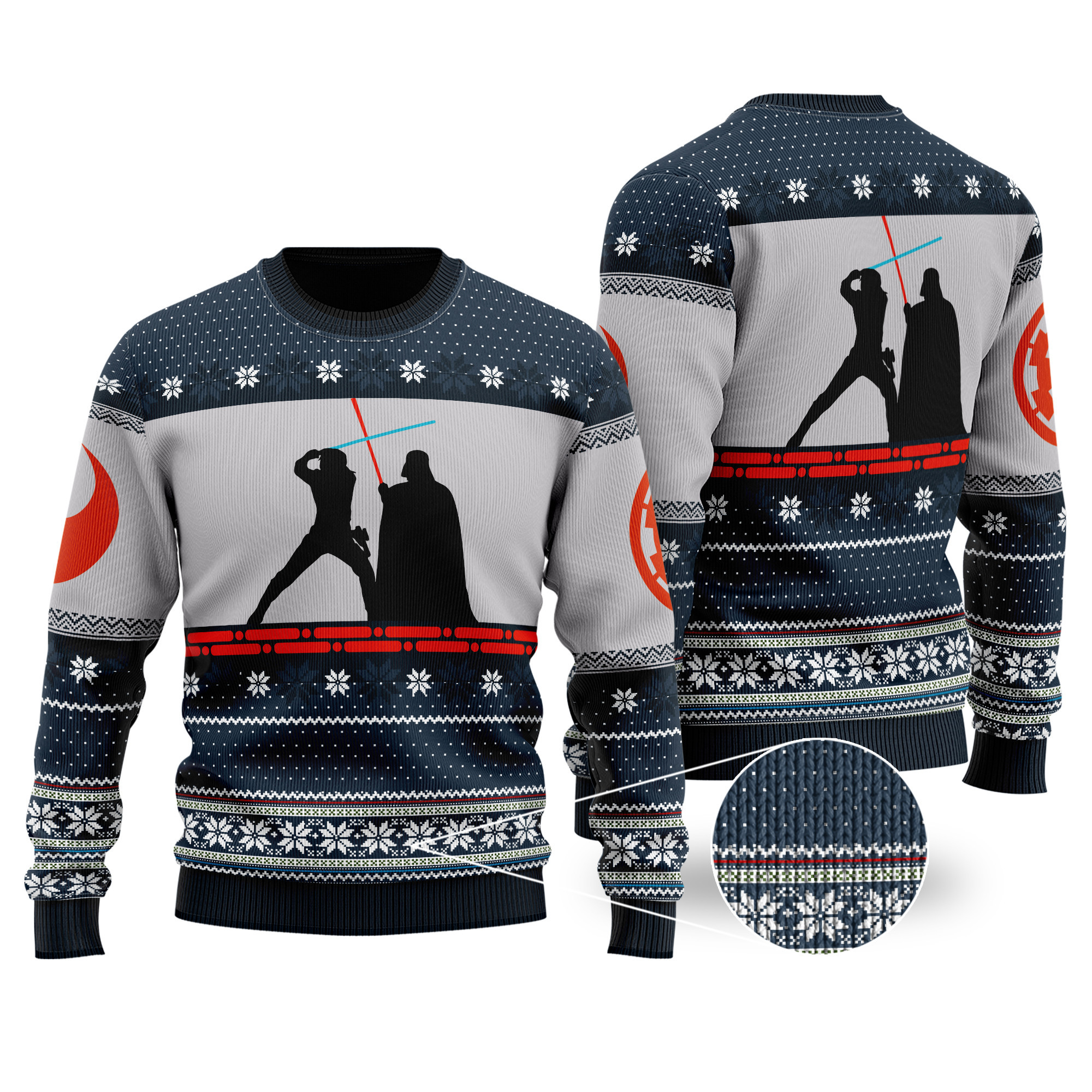 Star Wars Luke Vs Darth Christmas Ugly Christmas Sweater Adult 3D Funny Matching for family