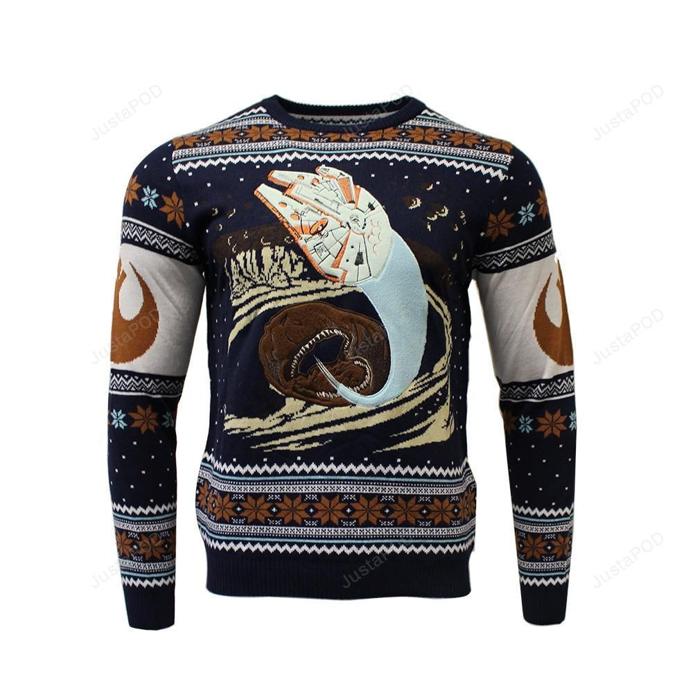 Star Wars Millennium Falcon Escape Ugly Christmas Sweater Adult 3D Funny Matching for family