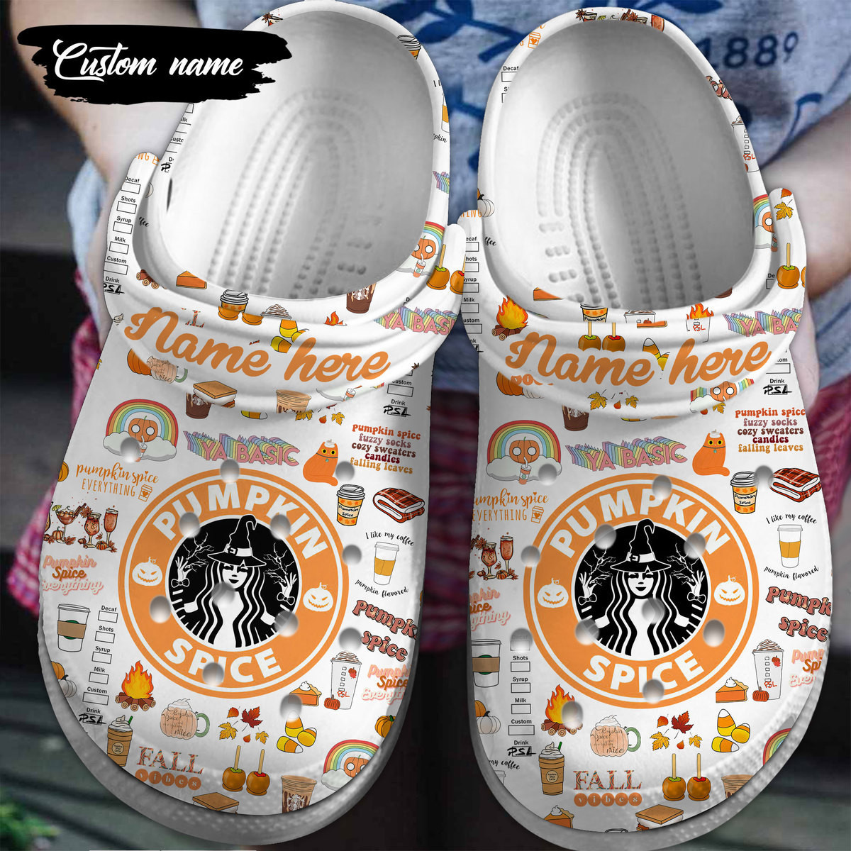 Starbucks Pumpkin Spice Crocs Crocband Clogs Shoes Comfortable For Men Women and Kids