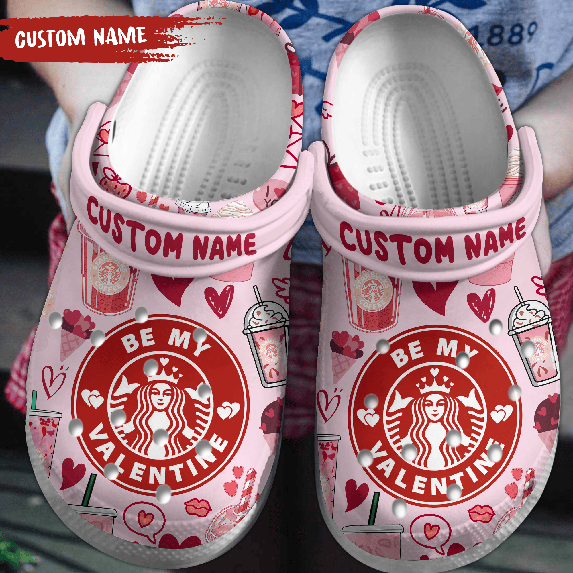 Starbucks Valentine Drink Crocs Crocband Clogs Shoes Comfortable For Men Women and Kids