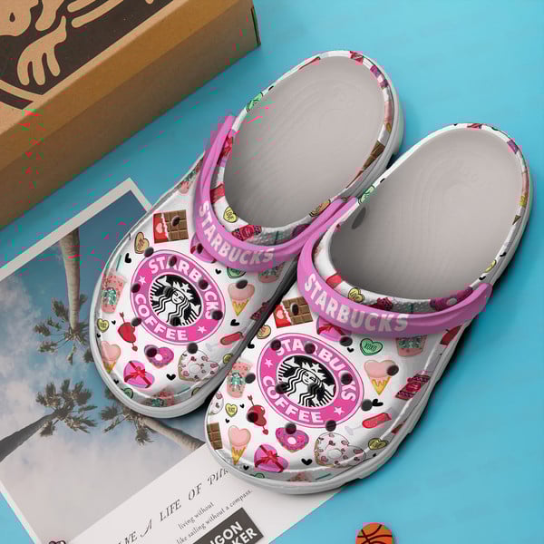 Starbucks Valentine Drink Crocs Crocband Clogs Shoes Comfortable For Men Women and Kids - Image 2