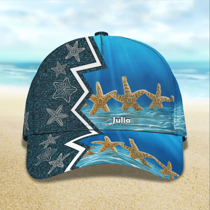 Starfish Cap, Personalized Starfish 3D Cap for Men, Women, Custom Name Hat for Starfish, Sea Animal Lovers Trucker Hats Custom Hats Gifts For Men & Women