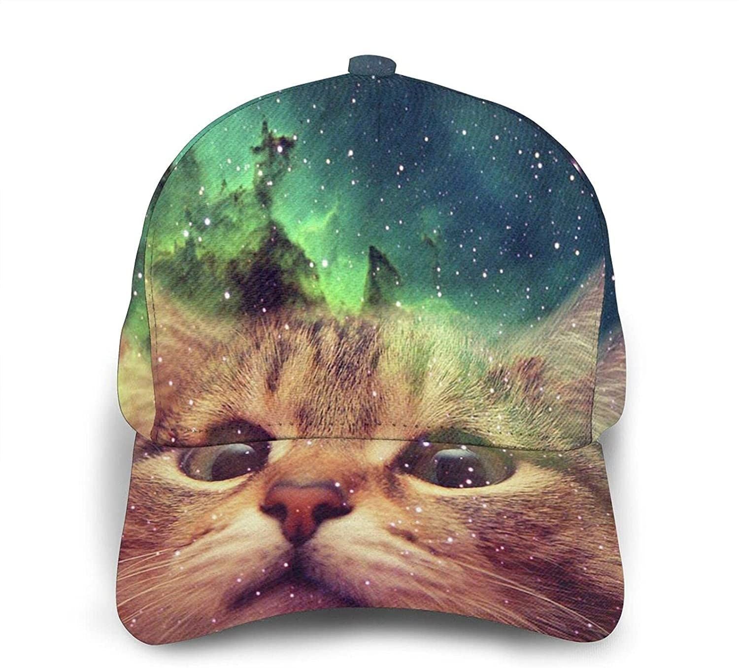 Starry Cat Print Classic Baseball 3D Cap Adjustable Twill Sports Dad Hats for Unisex Trucker Hats Custom Hats Gifts For Men & Women