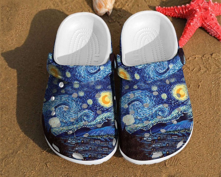 Starry Night Vincent Van Gogh Paintings Design Unisex Birthday Gifts Clog Shoes
