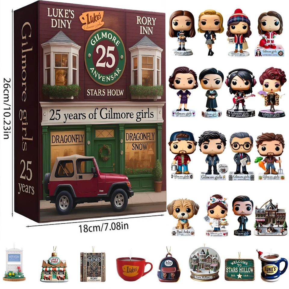 Stars Hollow Town Advent Calendar, Coffee Lover Countdown Box, Calendar Acrylic 2D Flat Dragonfly Inn Decor, Television Fan Surprise - Image 3