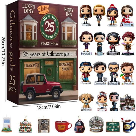 Stars Hollow Town Advent Calendar, Coffee Lover Countdown Box, Calendar Acrylic 2D Flat Dragonfly Inn Decor, Television Fan Surprise - Image 10