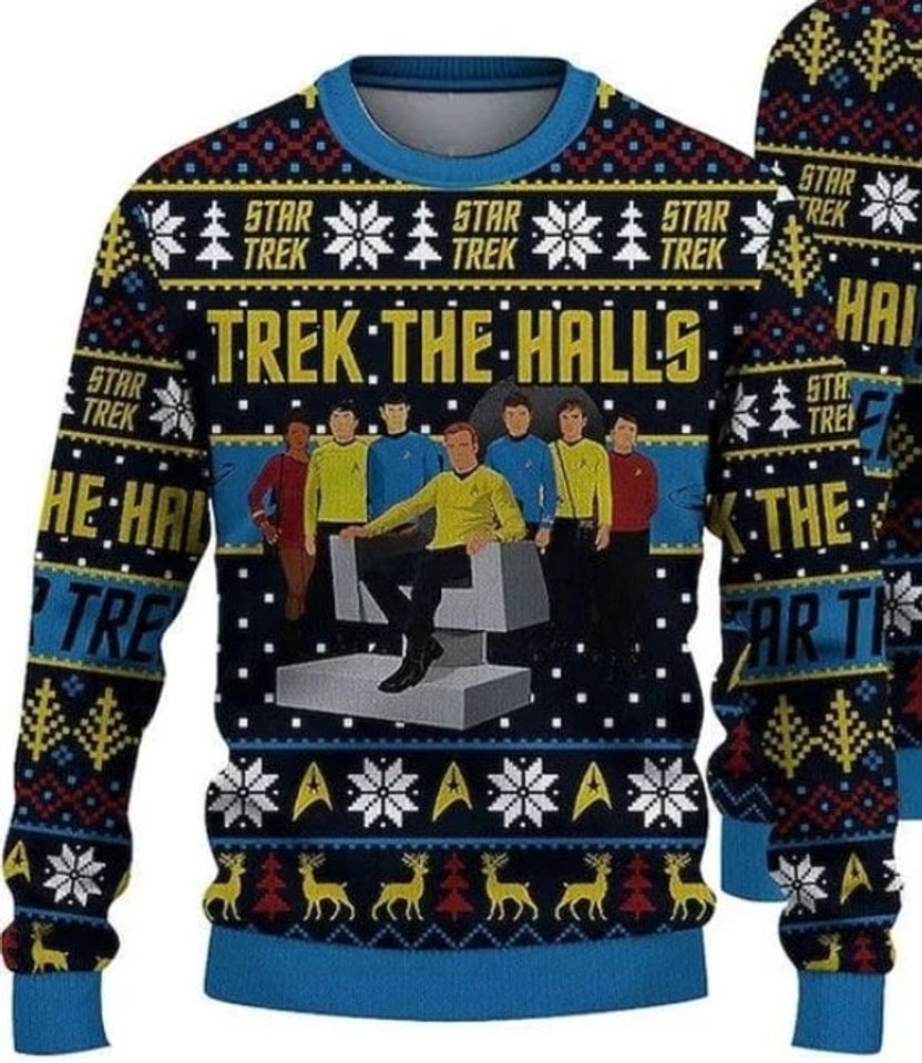startrek2020 Ugly Sweater, Star Treks Trek The Halls Xmas Sweater - Image 2