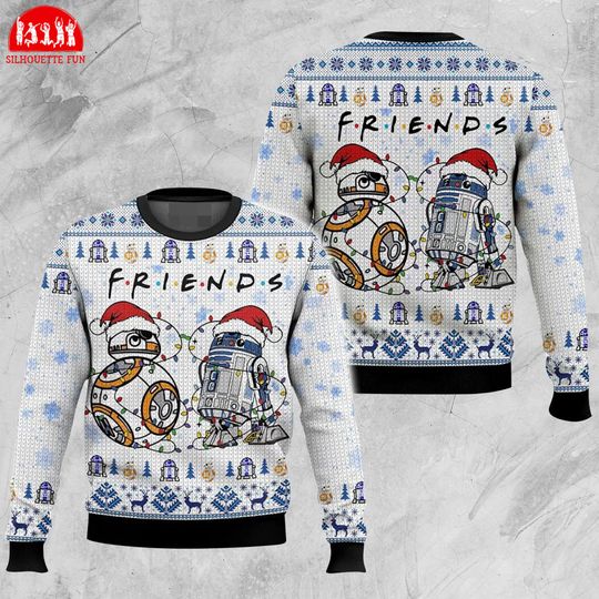 StarWars R2-D2 & BB-8 Friends Ugly Sweater, StarWars Christmas Ugly Sweatshirt, Xmas Holiday Gifts - Image 5