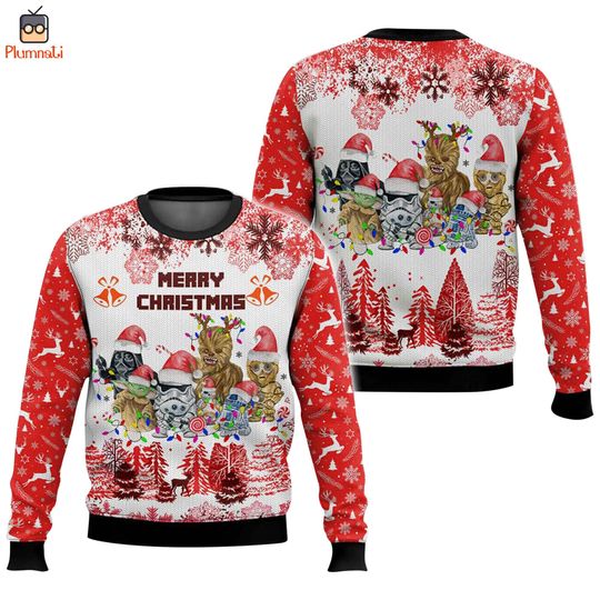 Starwars Ugly Christmas Sweater, Merry Christmas Ugly Sweater - Image 4
