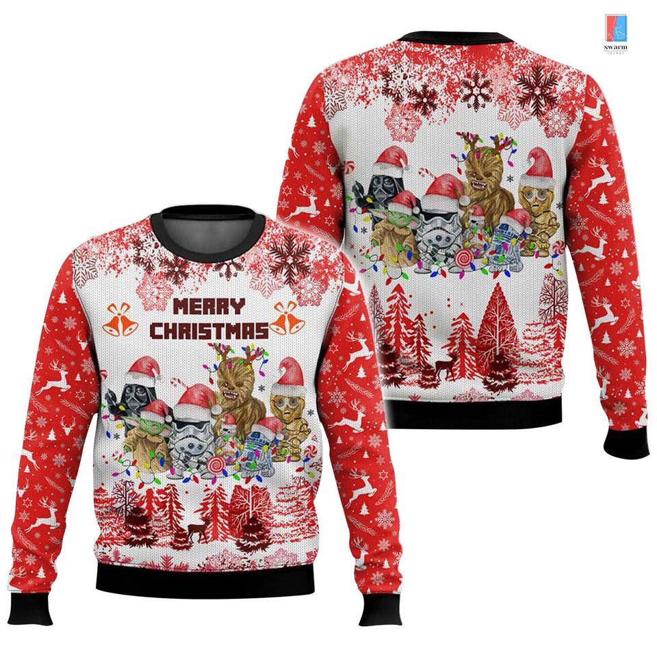 Starwars Ugly Christmas Sweater, Merry Christmas Ugly Sweater, Gifts for Friends - Image 2
