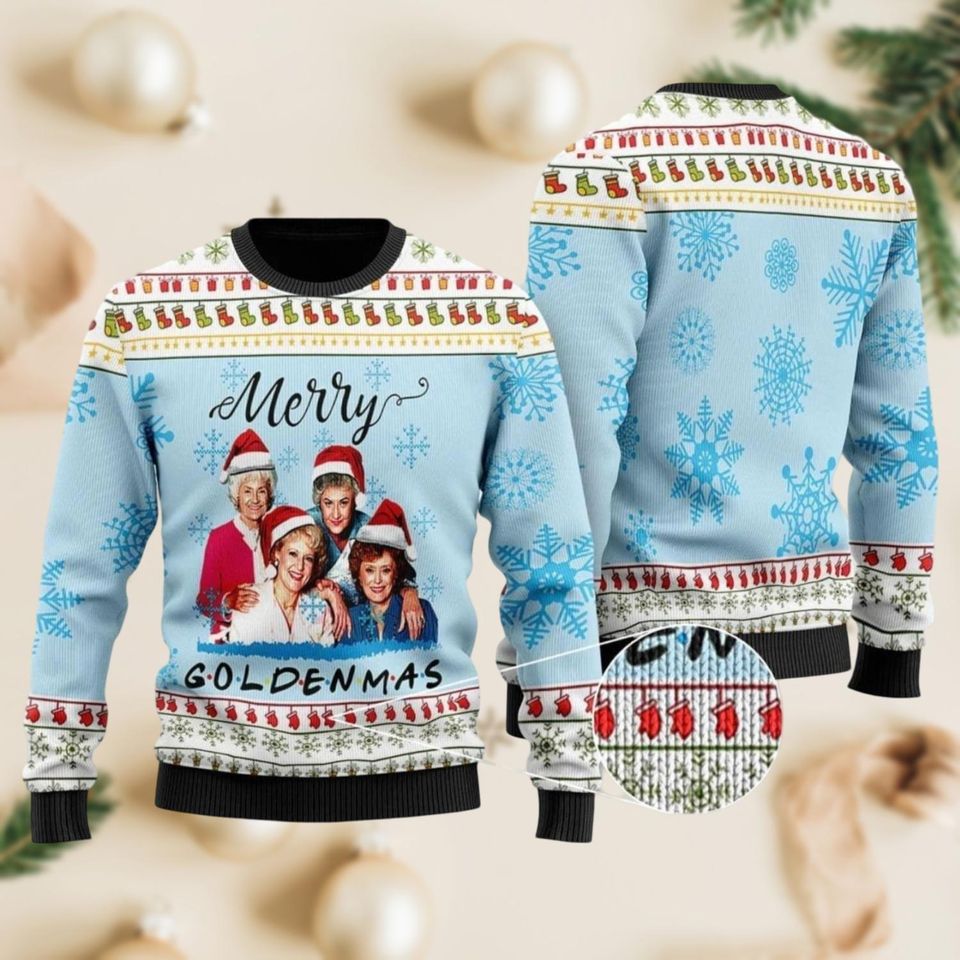 Stay Golden Christmas Ugly Sweater, Merry Goldenmas Woolen Sweater