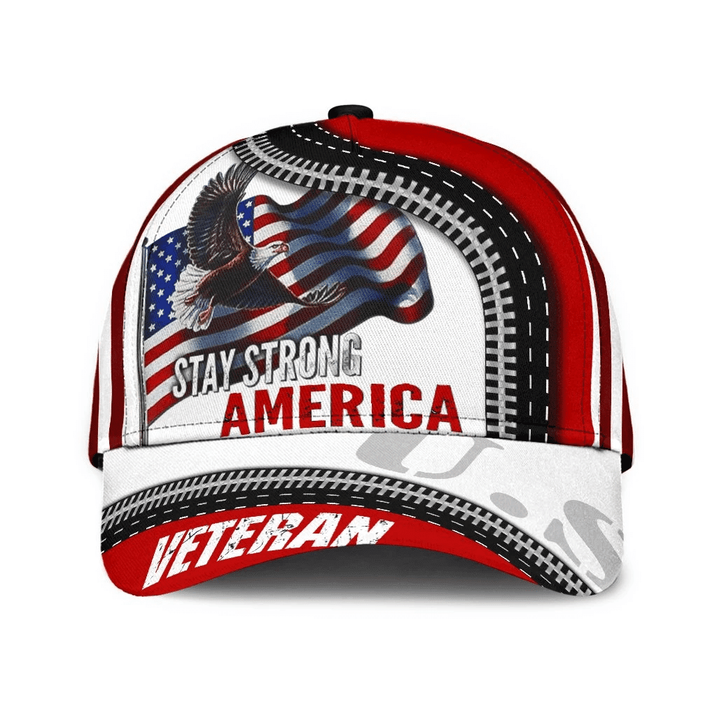 Stay Strong America U.S Veteran Cap 3D Printed Eagle USA Flag Cap Trucker Hats Custom Hats Gifts For Men & Women