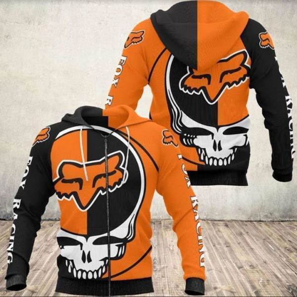 Steal Your Face Grateful Dead Fox Racing 3D All Over Print Hoodie, Zip Hoodie