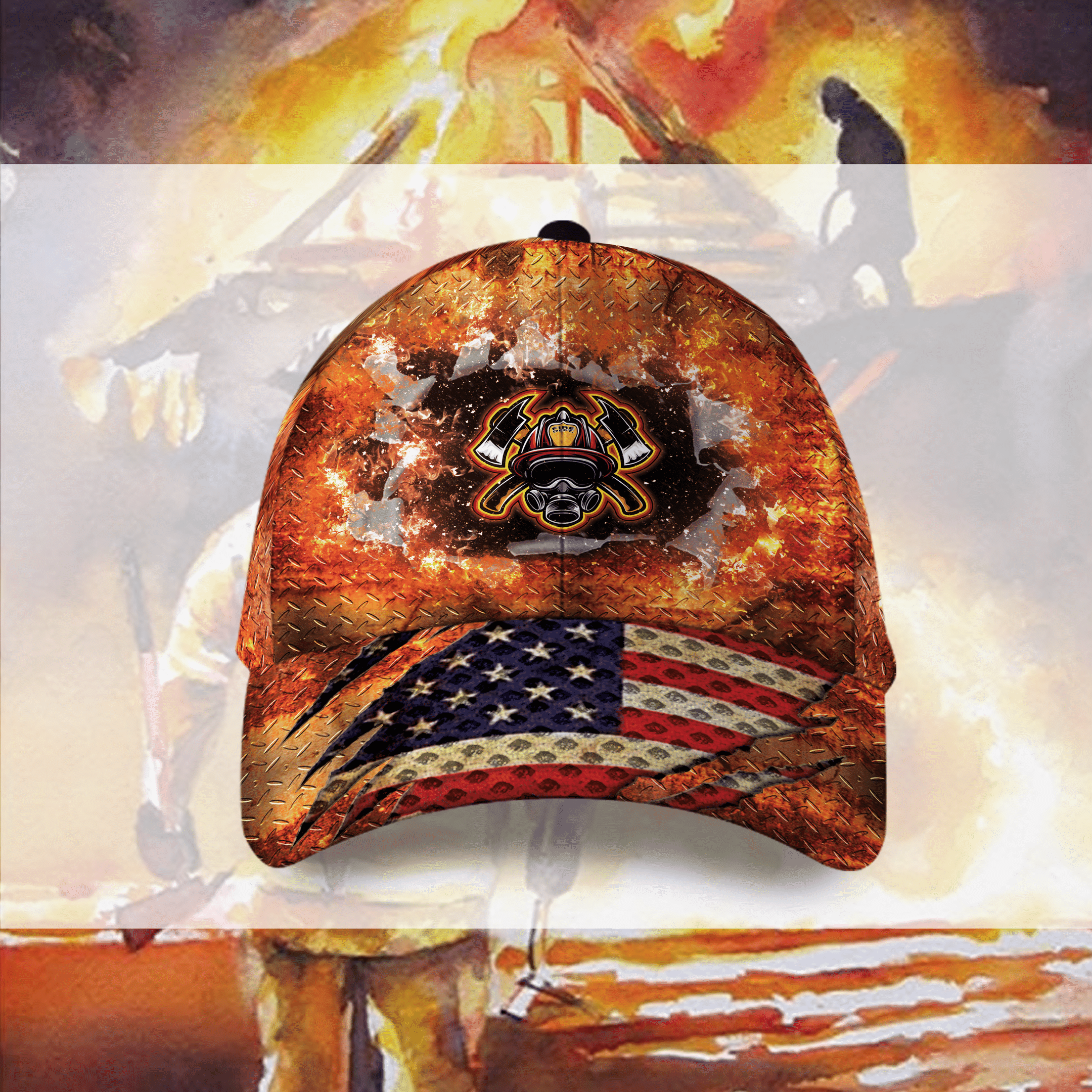 Steel and Fire American Flag Hat Classic Cap Trucker Hats Custom Hats Gifts For Men & Women