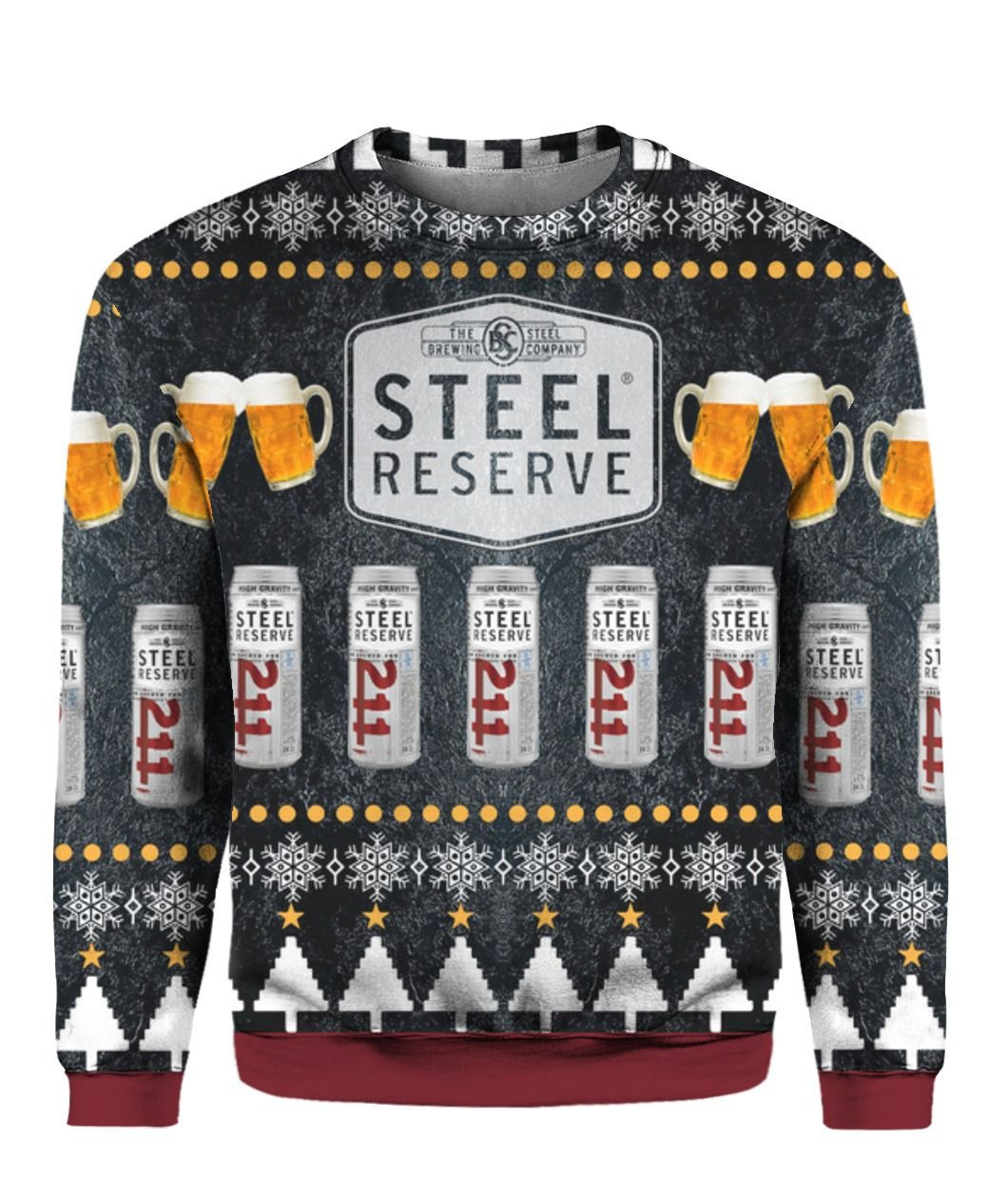 Steel Reserve Beer Ugly Christmas Sweater Adult 3D Funny Matching for family