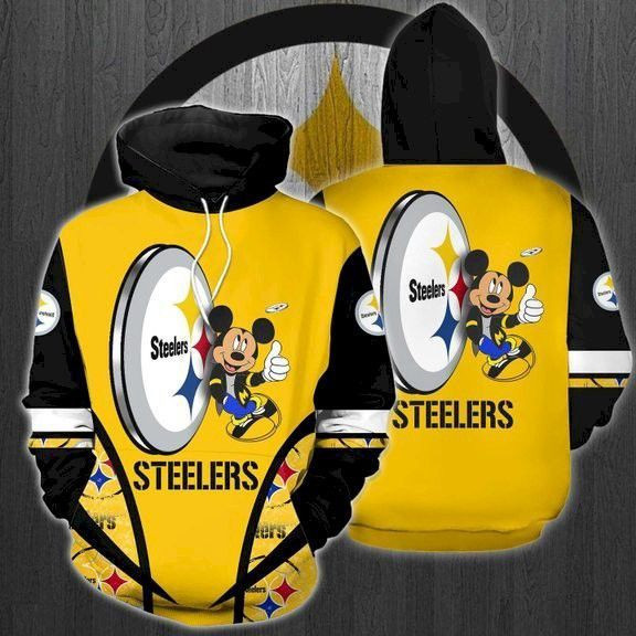 Steeler Mickey Mouse 3D All Over Print Hoodie, Zip Hoodie
