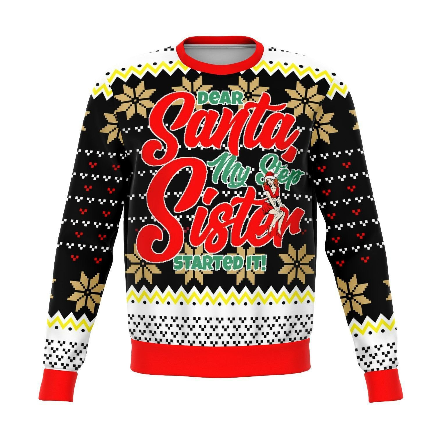 Step Sis Did It Ugly Christmas Sweater Adult 3D Funny Matching for family