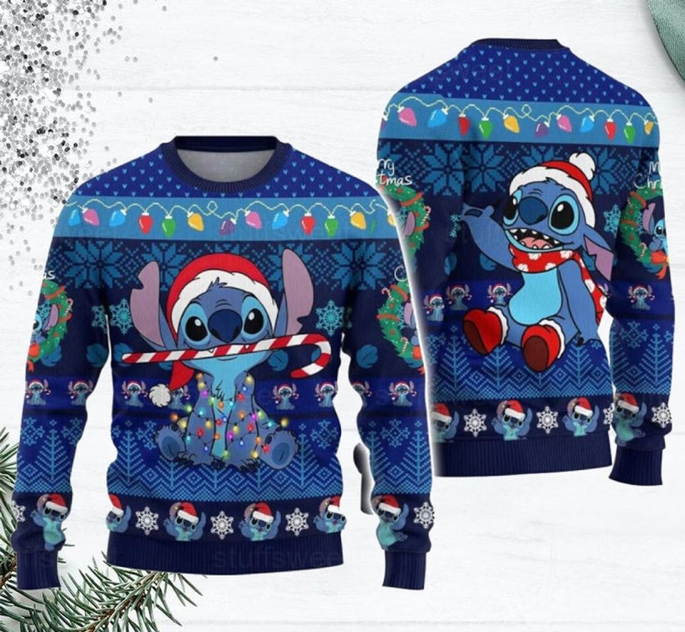 Stich Ugly Christmas Sweater, Santa Sti.tch Ugly Sweater, Christmas Lovers