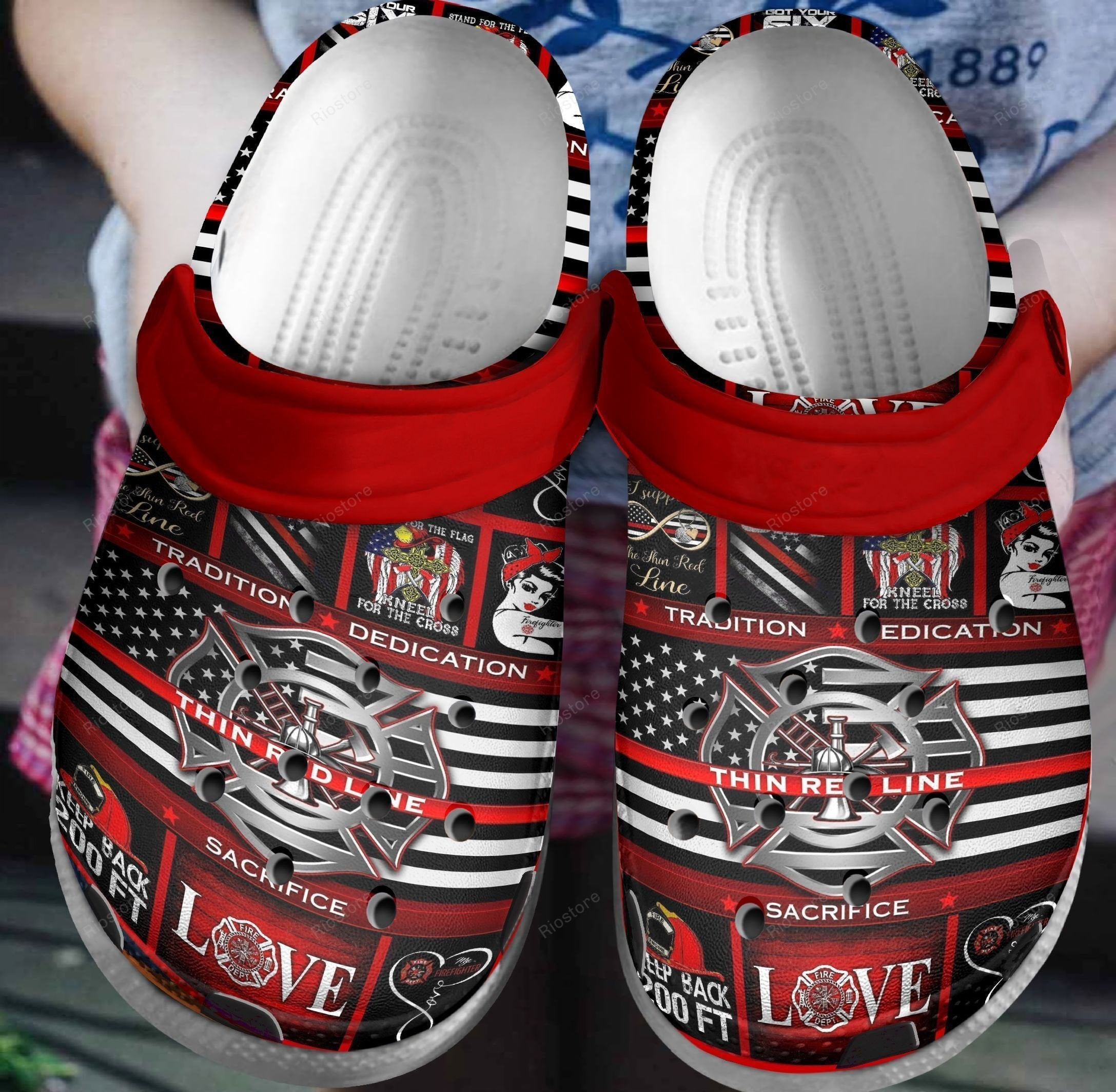 Sticker Love Firefighter Shoes Tradition Dedication Us Clogs