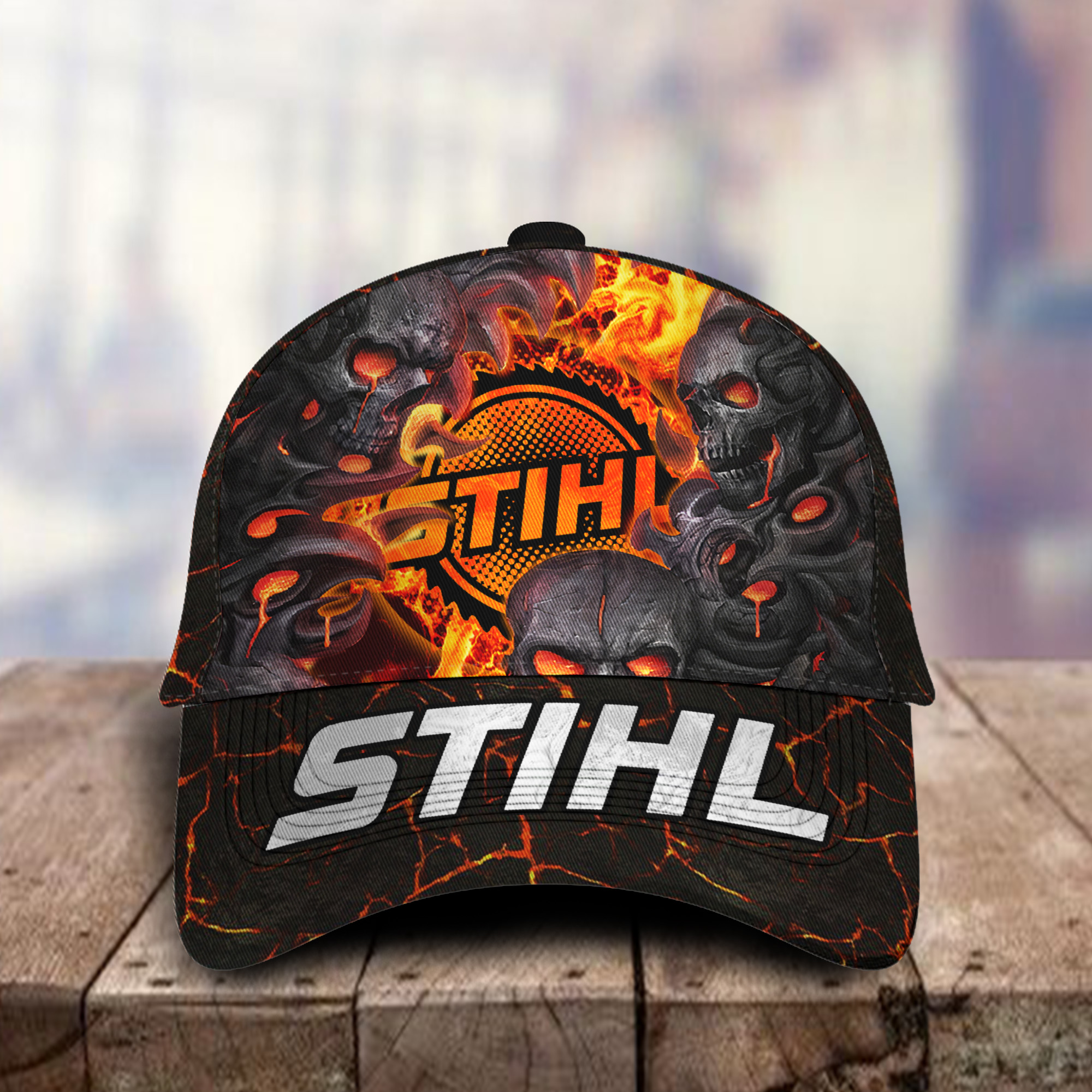 Stihl 3D Classic Cap Skull Fire Car Motor Brand Hats Trucker Hats Custom Hats Gifts For Men & Women