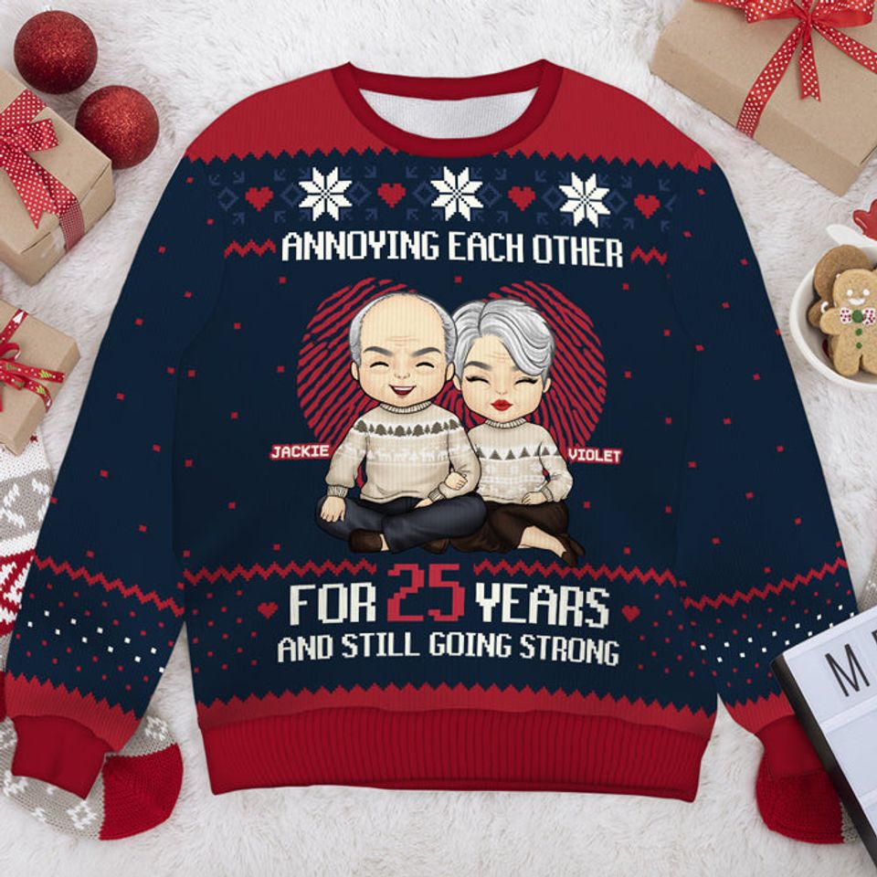 Still Going Strong - Personalized Unisex Ugly Christmas Sweatshirt - Gift For Couple, Husband Wife, Anniversary, Engagement, Wedding, Marriage Gift