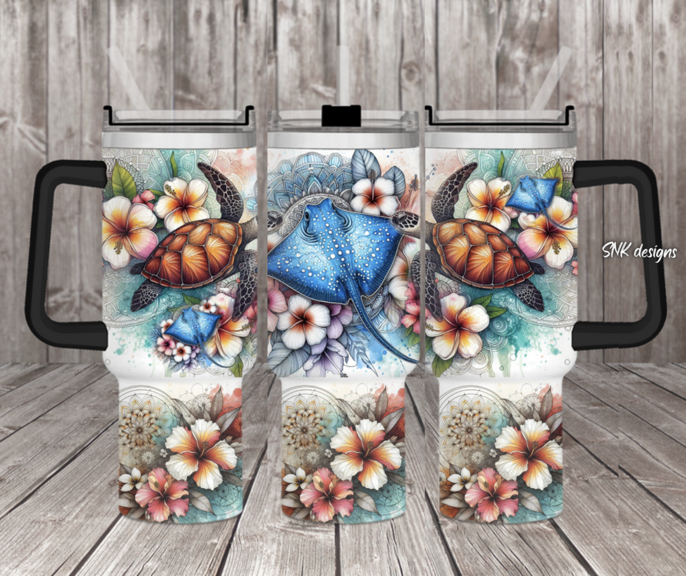 Stingray With Hibiscus Flowers Custom Stanley Cup 40 oz 30 oz Tumbler With HandleTVC2301707