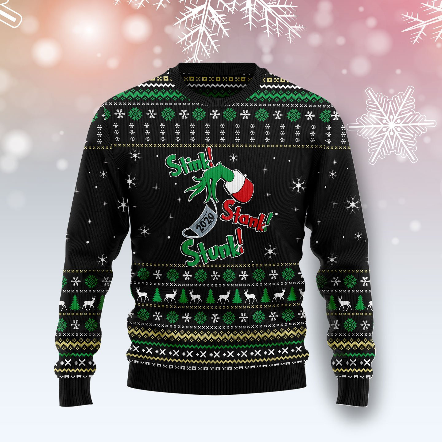Stink Stank Stunk Grinch Ugly Christmas Sweater Adult 3D Funny Matching for family