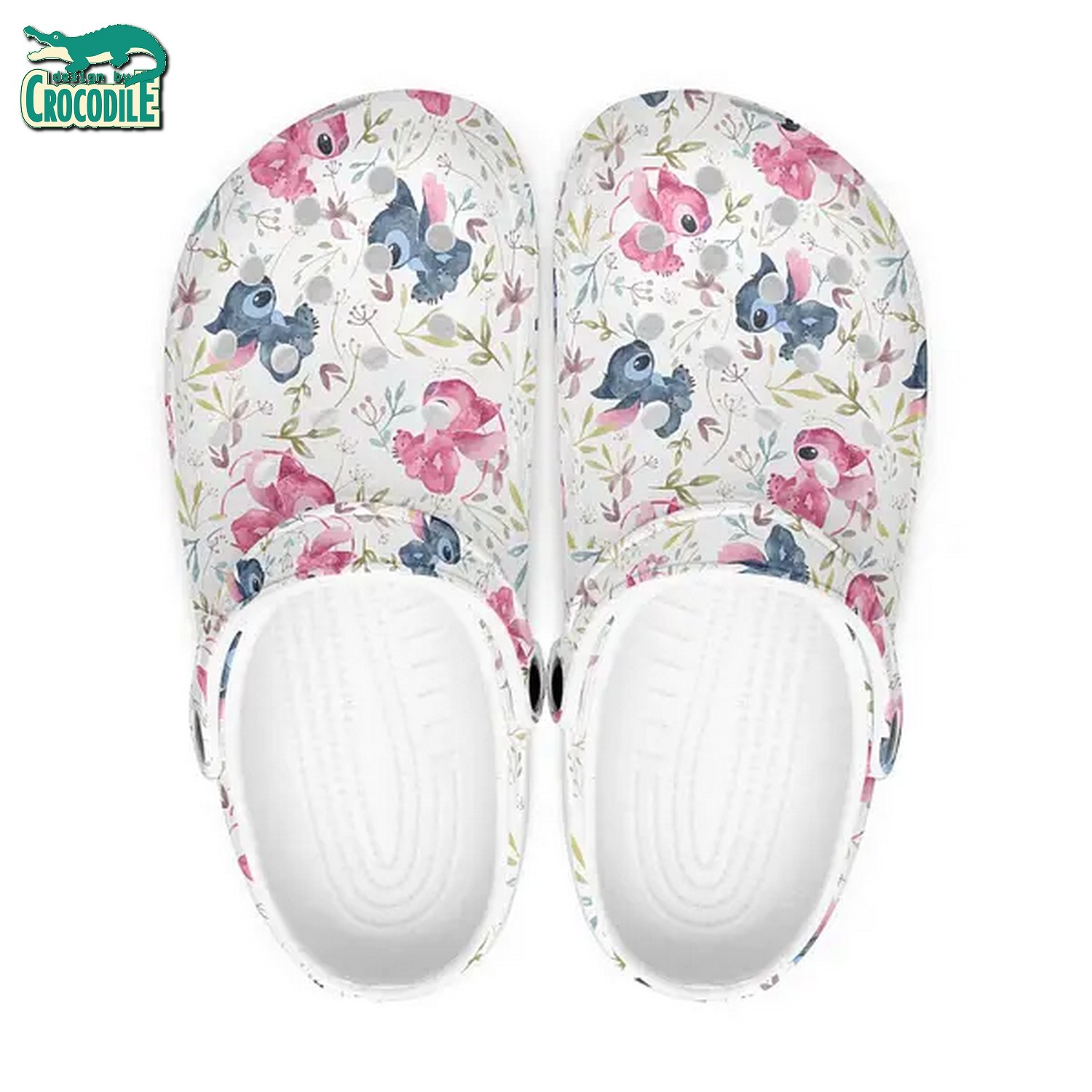 Stitch And Angel Cartoon Crocs Crocband Clogs Shoes Comfortable For Men Women and Kids