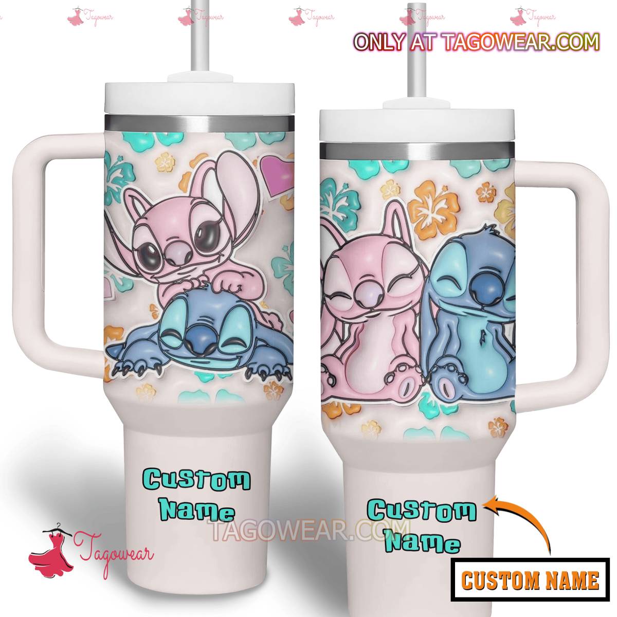 Stitch And Angel Couple Disney Cartoon Custom Stanley Cup 40 oz 30 oz Tumbler With HandleTVC2301234