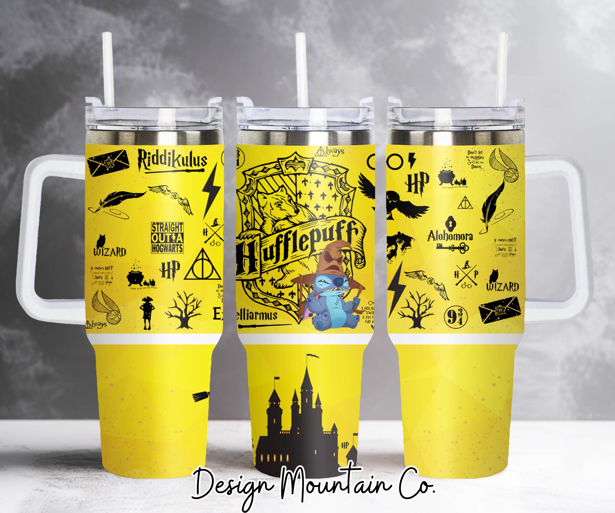 Stitch and Hufflepuff Harry Potter Movies Custom Stanley Cup 40 oz 30 oz Tumbler With HandleTVC2301915