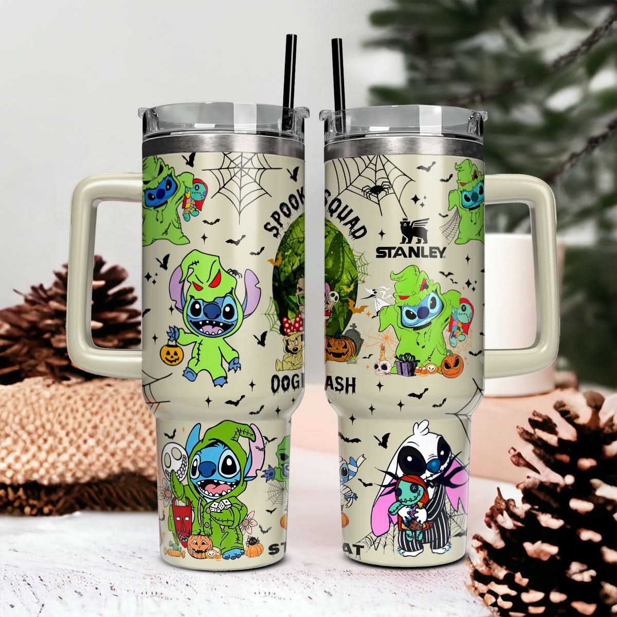 Stitch And The Nightmare Before Christmas Movies Custom Stanley Cup 40 oz 30 oz Tumbler With HandleTVC2301467
