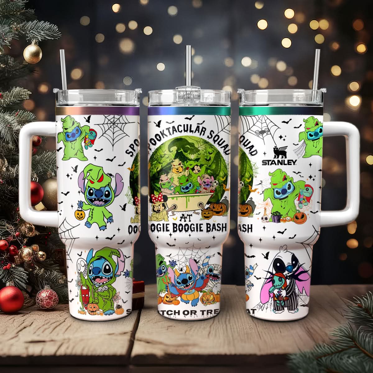 Stitch And The Nightmare Before Christmas Movies Custom Stanley Cup 40 oz 30 oz Tumbler With HandleTVC2301467