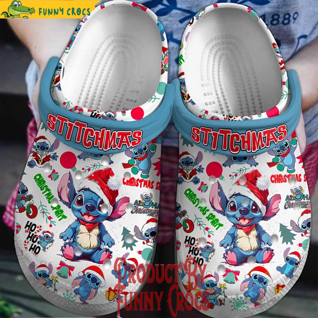 Stitch Cartoon Christmas Crocs Crocband Clogs Shoes Comfortable For Men Women and Kids