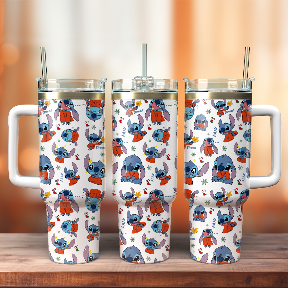 Stitch Cartoon Christmas Custom Stanley Cup 40 oz 30 oz Tumbler With HandleTVC2301403
