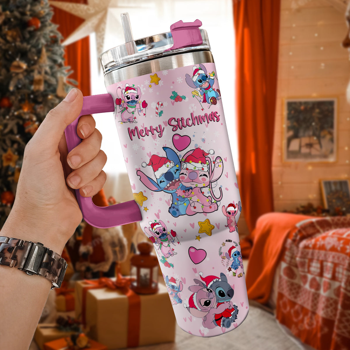 Stitch Cartoon Christmas Custom Stanley Cup 40 oz 30 oz Tumbler With HandleTVC2301419