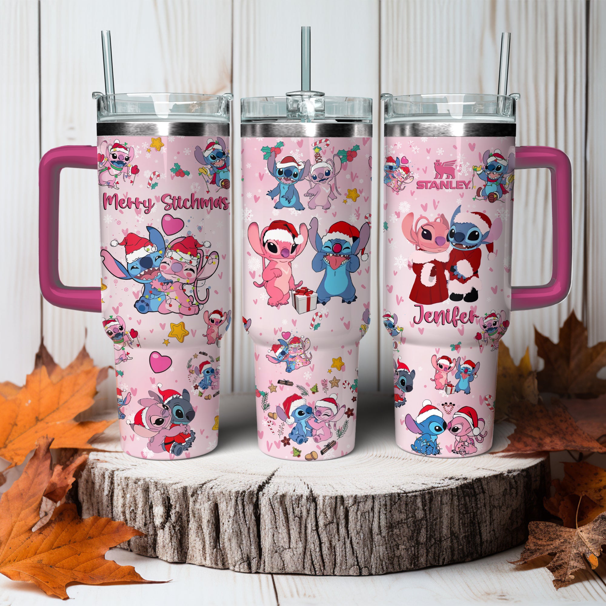 Stitch Cartoon Christmas Custom Stanley Cup 40 oz 30 oz Tumbler With HandleTVC2301419 - Image 2
