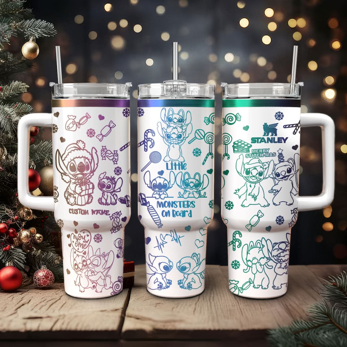 Stitch Cartoon Christmas Custom Stanley Cup 40 oz 30 oz Tumbler With HandleTVC2301433