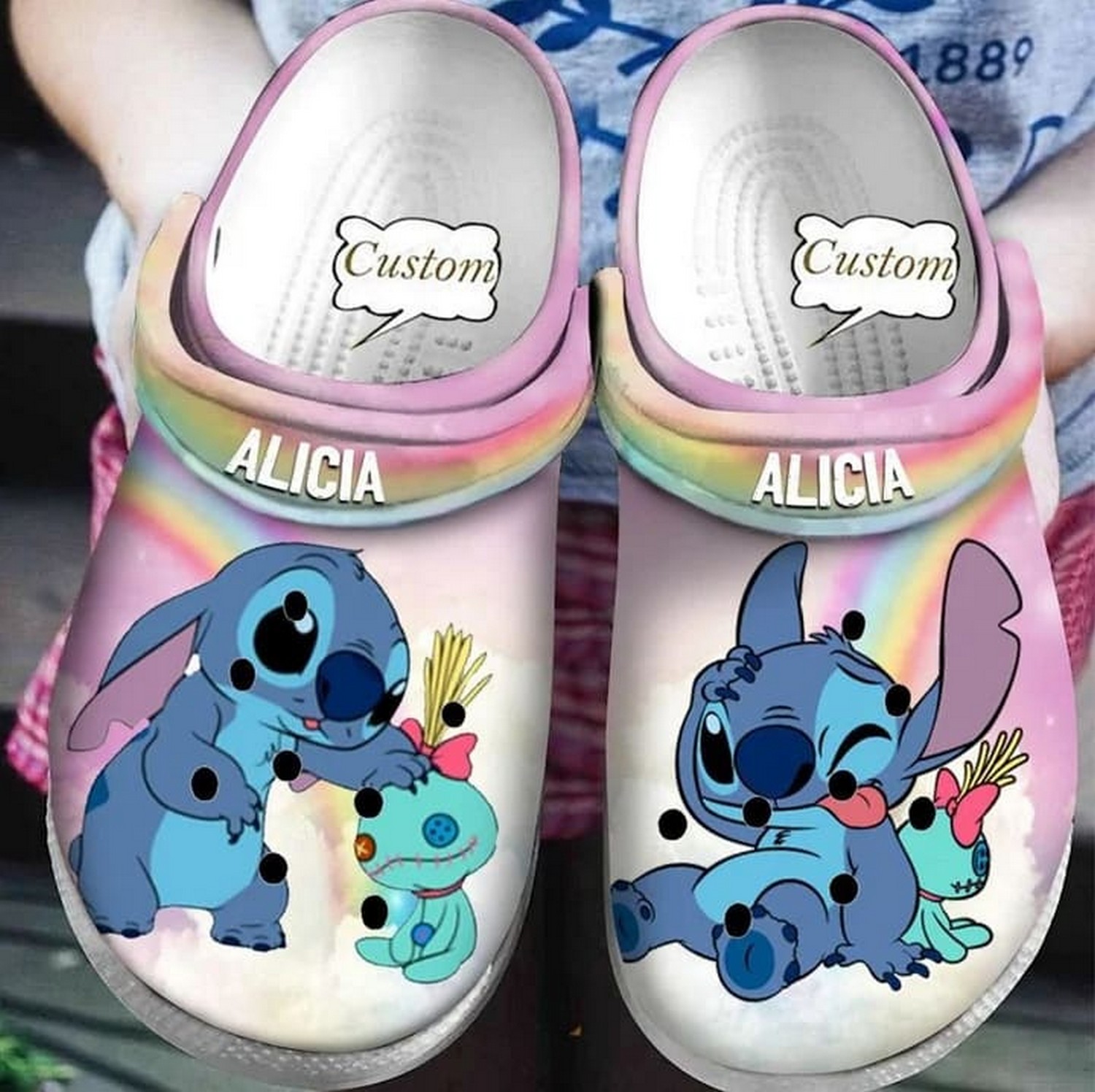Stitch Cartoon Crocs Crocband Clogs Shoes Comfortable For Men Women and Kids