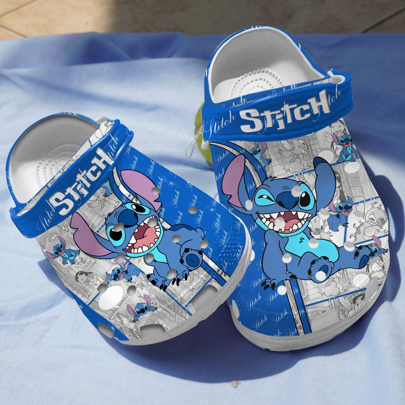 Stitch Cartoon Crocs Crocband Clogs Shoes Comfortable For Men Women and Kids