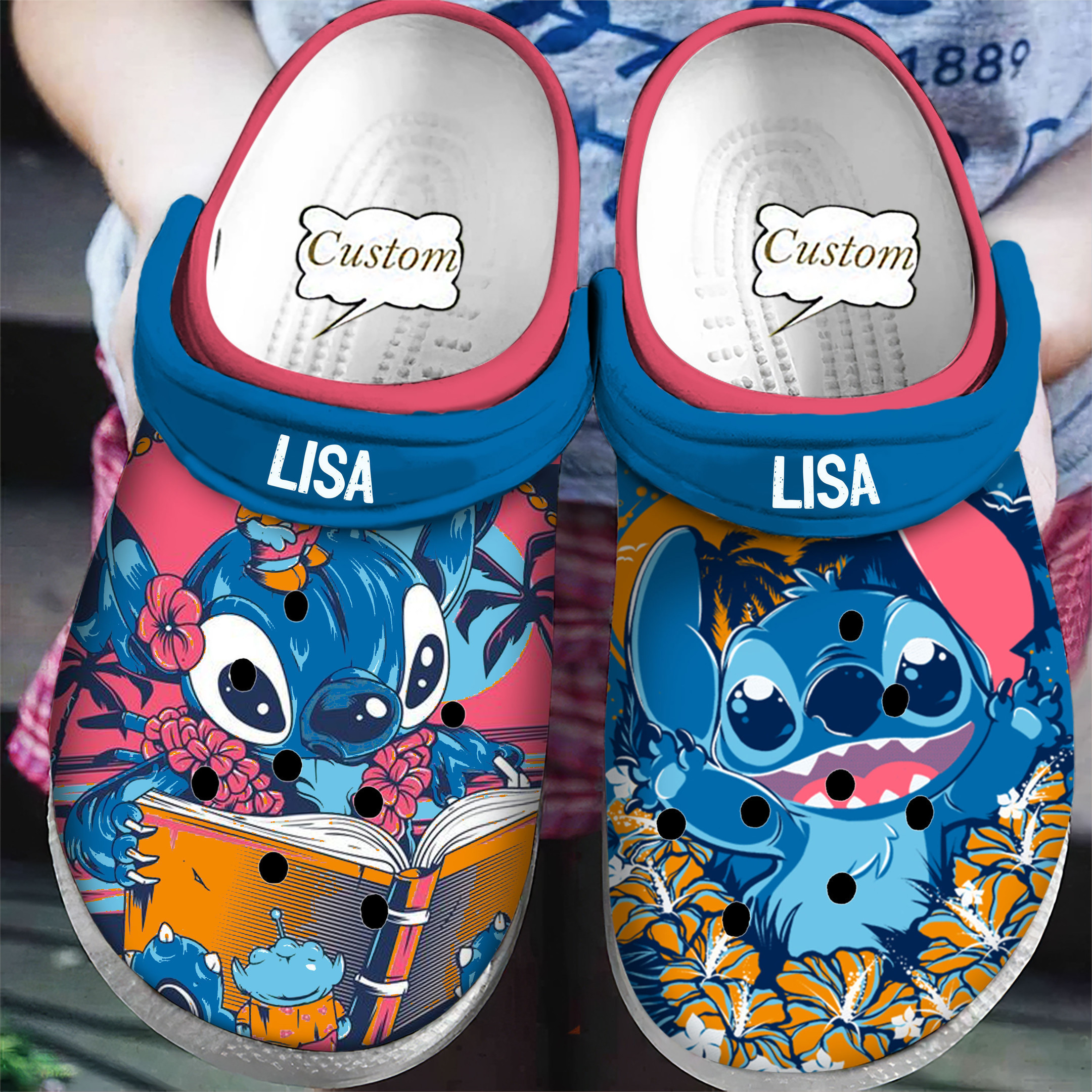 Stitch Cartoon Crocs Crocband Clogs Shoes Comfortable For Men Women and Kids
