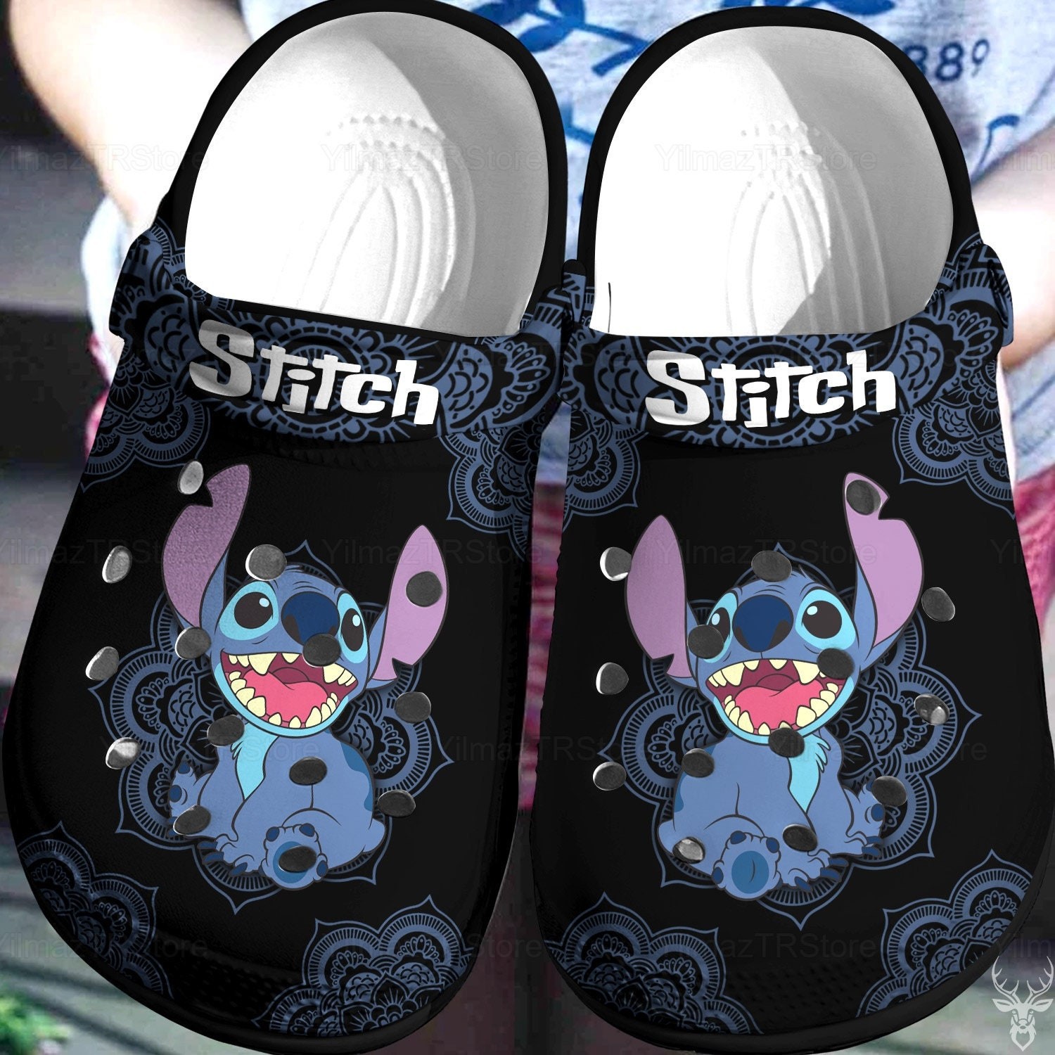 Stitch Cartoon Crocs Crocband Clogs Shoes Comfortable For Men Women and Kids
