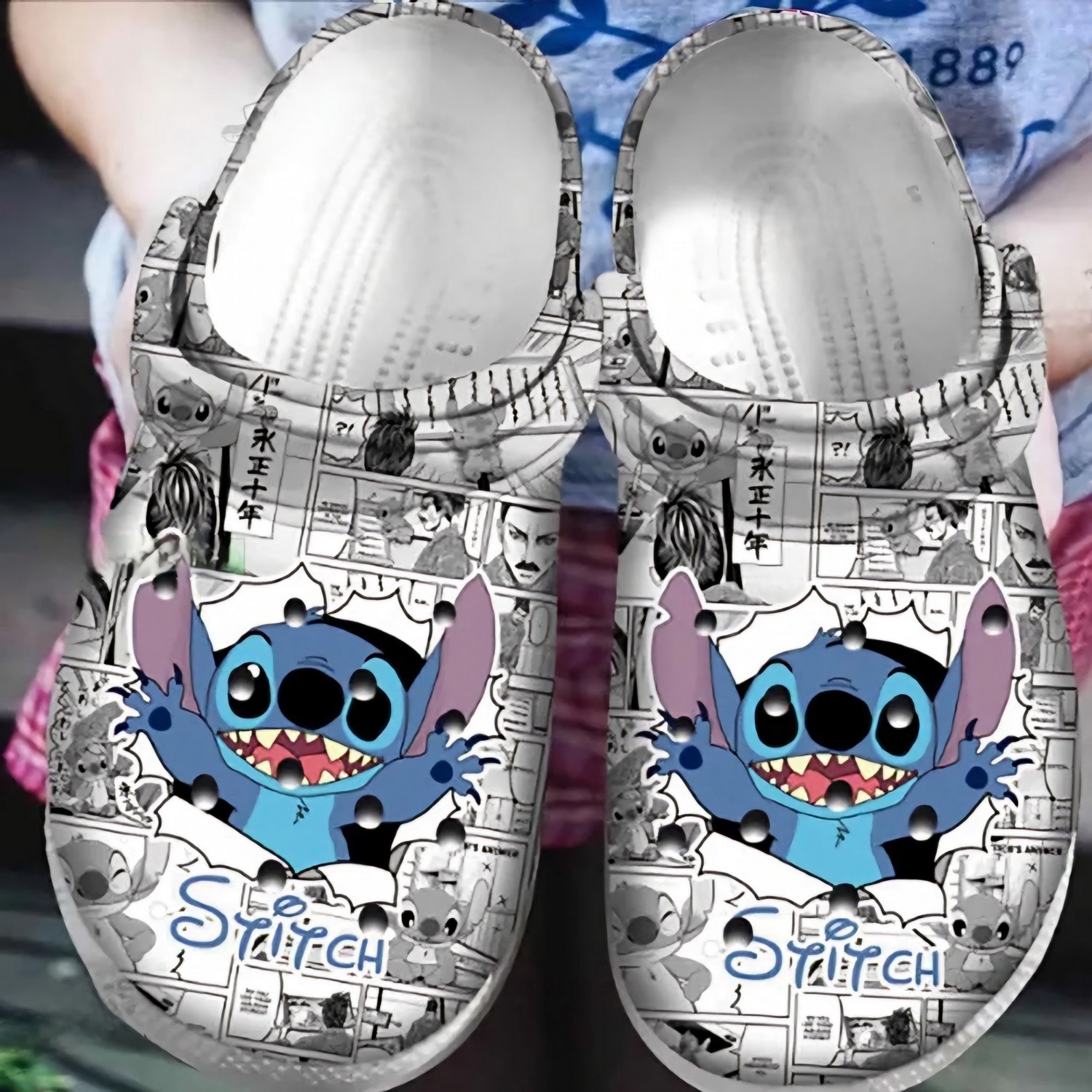 Stitch Cartoon Crocs Crocband Clogs Shoes Comfortable For Men Women and Kids