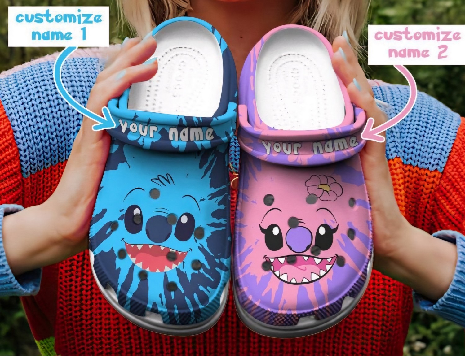 Stitch Cartoon Crocs Crocband Clogs Shoes Comfortable For Men Women and Kids