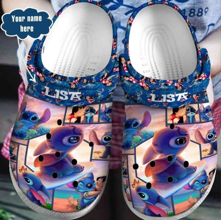 Stitch Cartoon Crocs Crocband Clogs Shoes Comfortable For Men Women and Kids