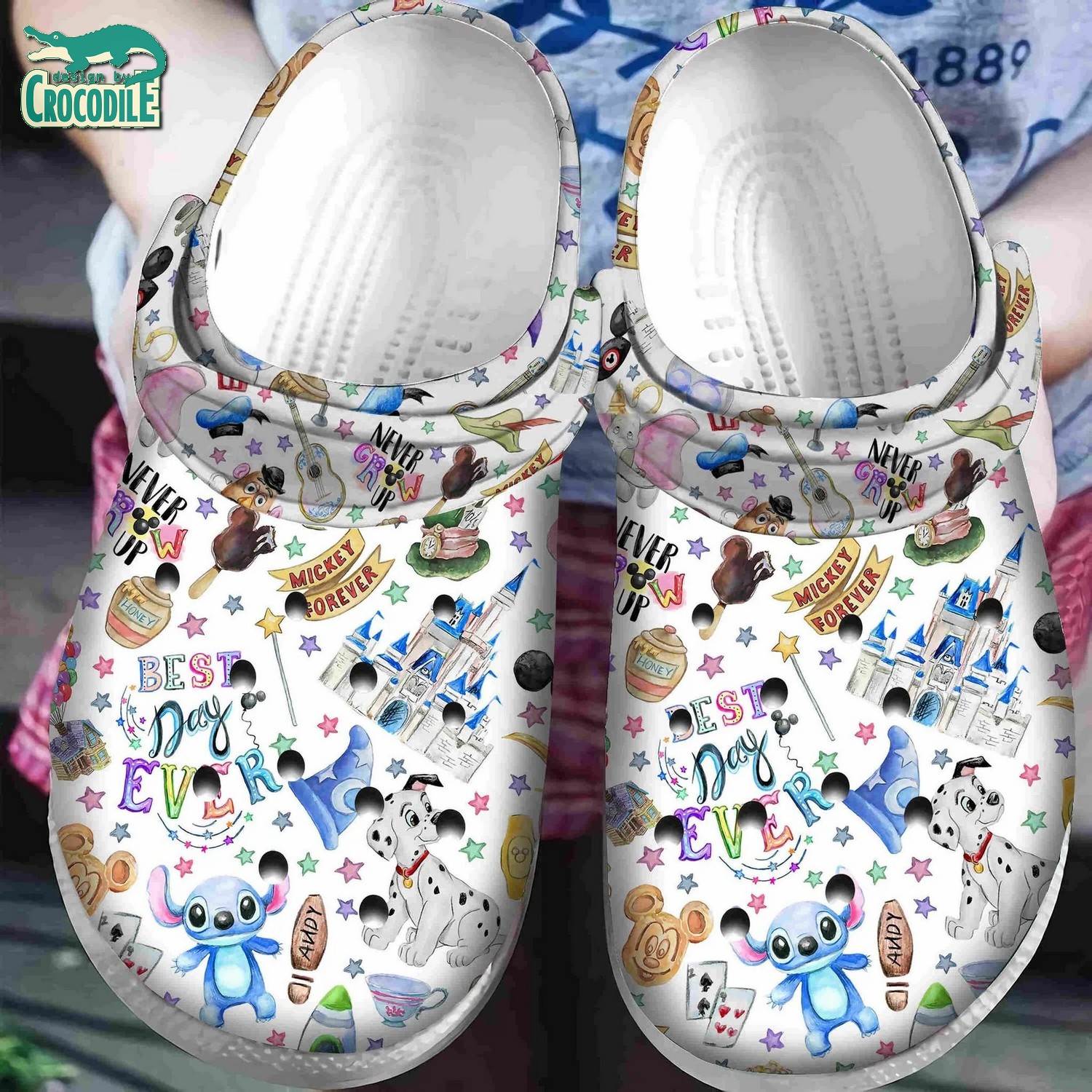 Stitch Cartoon Crocs Crocband Clogs Shoes Comfortable For Men Women and Kids