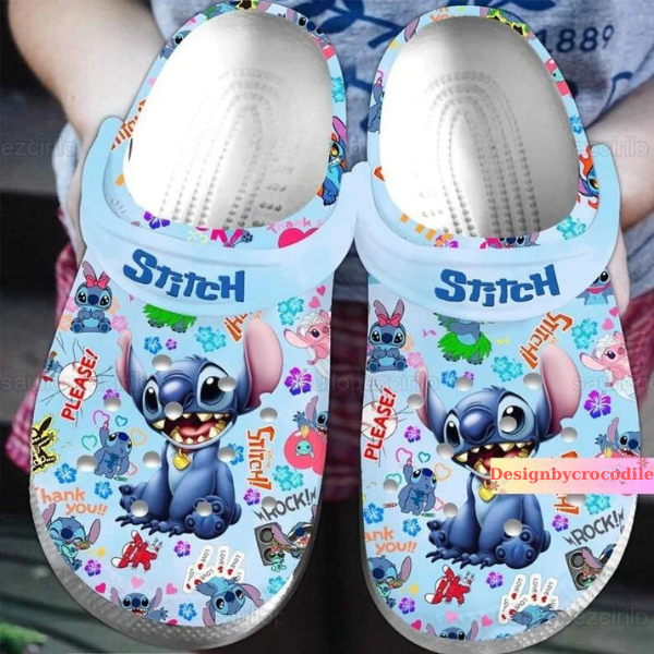 Stitch Cartoon Crocs Crocband Clogs Shoes Comfortable For Men Women and Kids